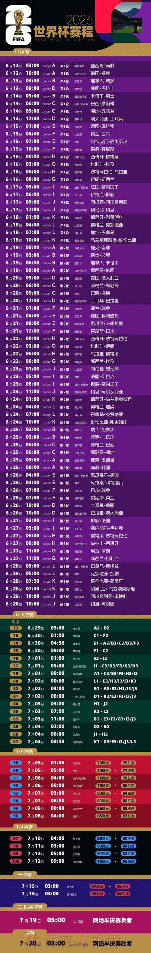 2026世界杯完整赛程官方发布实时赛程官网入口 2026世界杯完整赛程官方发布实时赛程官网入口